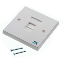 LEVITON 86MM X 86MM SINGLE GANG FACEPLATE WITH INTERGRATED SHUTTER 1 X RJ45 WHITE WITH MILLENNIUM LOGO